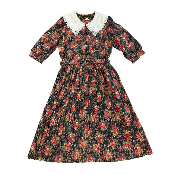 Breli Dresses & Skirts - Vintage 80s Breli II Lace Collar Floral Secretary Prairie Cottage Peasant Dress